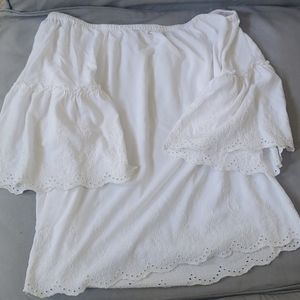 Small cream embroidered off the shoulder LOFT top